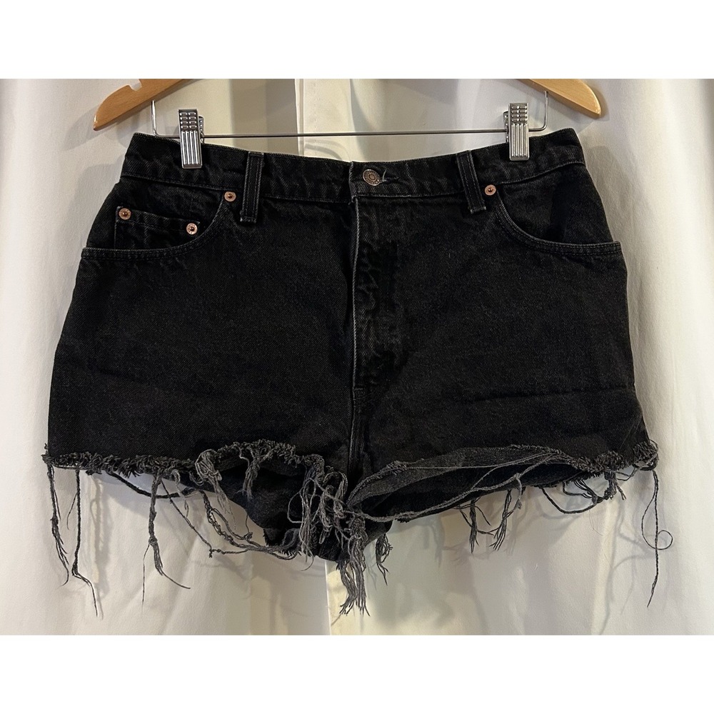 Vintage Levi's 551 Cut Off Denim Distressed Shorts Size 14